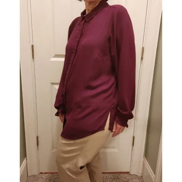 Lane Bryant Wine Semi Sheer Blouse HiLo Swing - Plus Size 18-20 NWOT - Picture 9 of 11